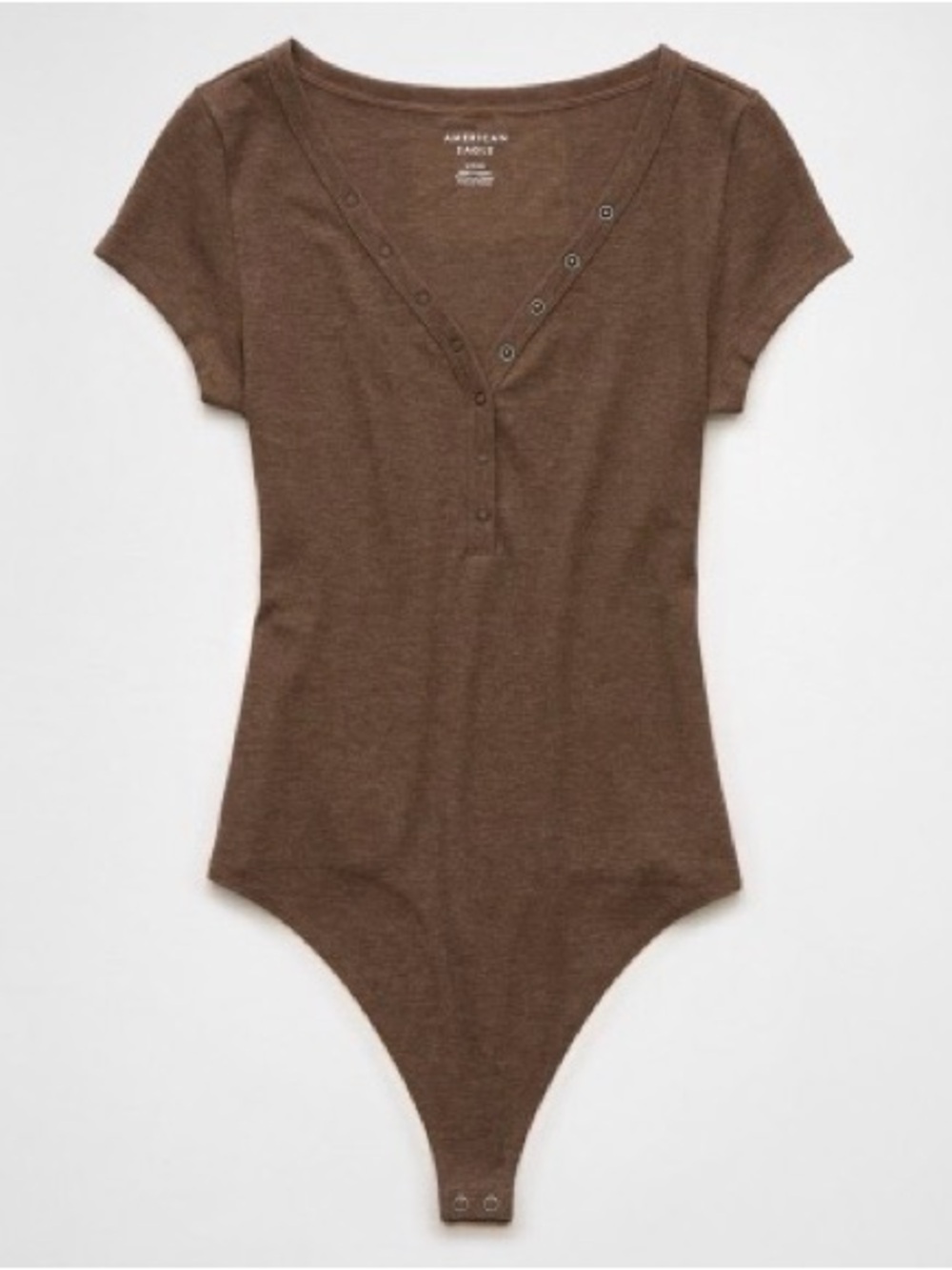 American Eagle Outfitters Brown Short Sleeve Henley Bodysuit